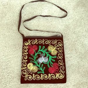 Black embroidered purse